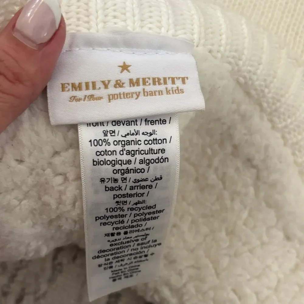 Pottery barn “babe” Cream Knit Blanket with Floral Design